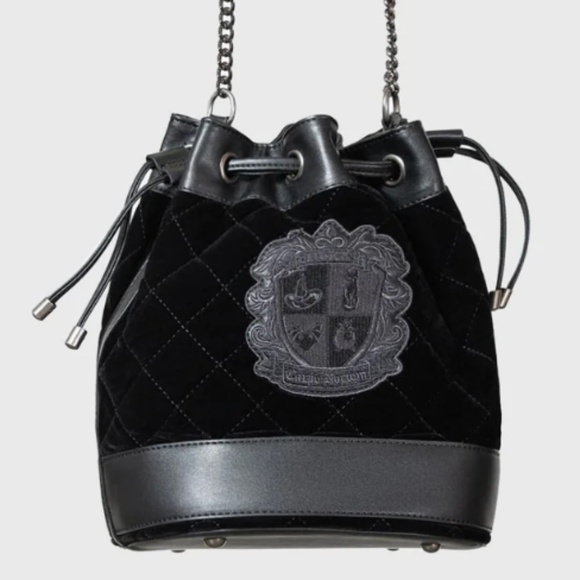 Killstar GHOST CLUB Black Velvet Metal Chain Strapped Purse Bag NEW - Picture 2 of 3